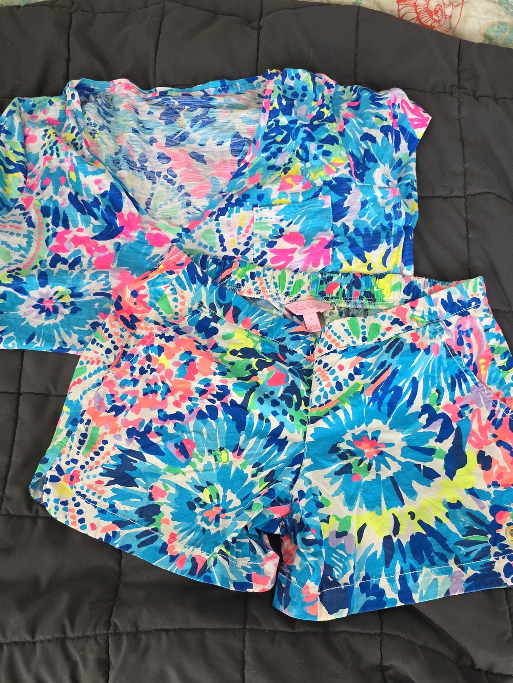 Bright Multicolor Floral Shorts Set